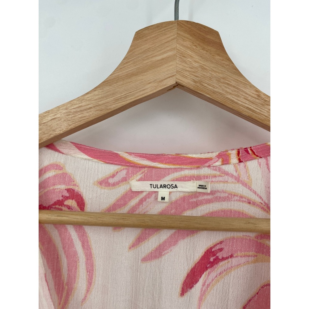 Tularosa Maxi Duster Womens Size M Pink Palm Print Tassel Tie Kaftan - Picture 3 of 4